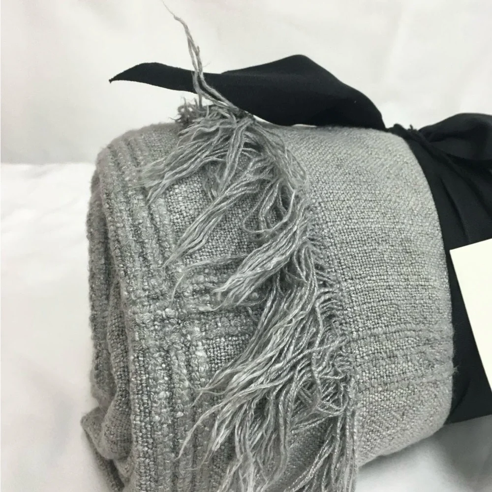 NWT Hearth & Hand with Magnolia Grey Textured Grid Lines Dobby Blanket Cozy